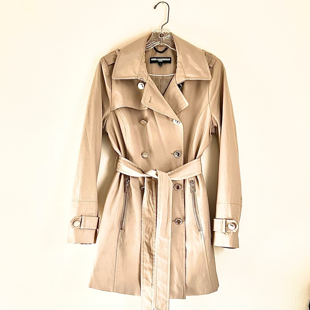 Karl Lagerfeld Beige Womens Trench Coat